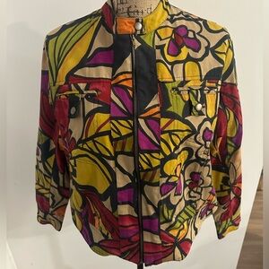 Life Style Colorful Floral Moto Jacket Women's Size Medium
